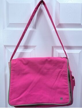 Lilly Pulitzer WHITE LABEL Pink Canvas Messenger Bag or Diaper Bag/Changing Pad